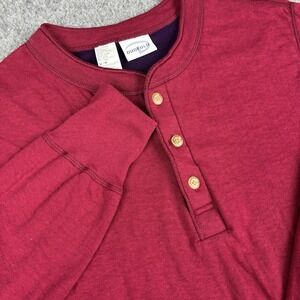 Duofold Thermal Henley Shirt Mens Medium Red Long Sleeve Waffle Knit Base Casual